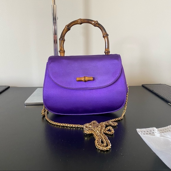 Gucci Handbags - Vintage Gucci Purple Satin Bamboo Minibag/Crossbody